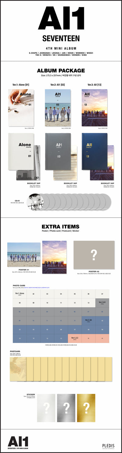 SEVENTEEN 4th Mini Album [Al1] (Alone Ver. / Al1 Ver. / All Ver.)